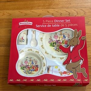 Royal Doulton Bunnykins 5 Piece Dinner Set - Red and White